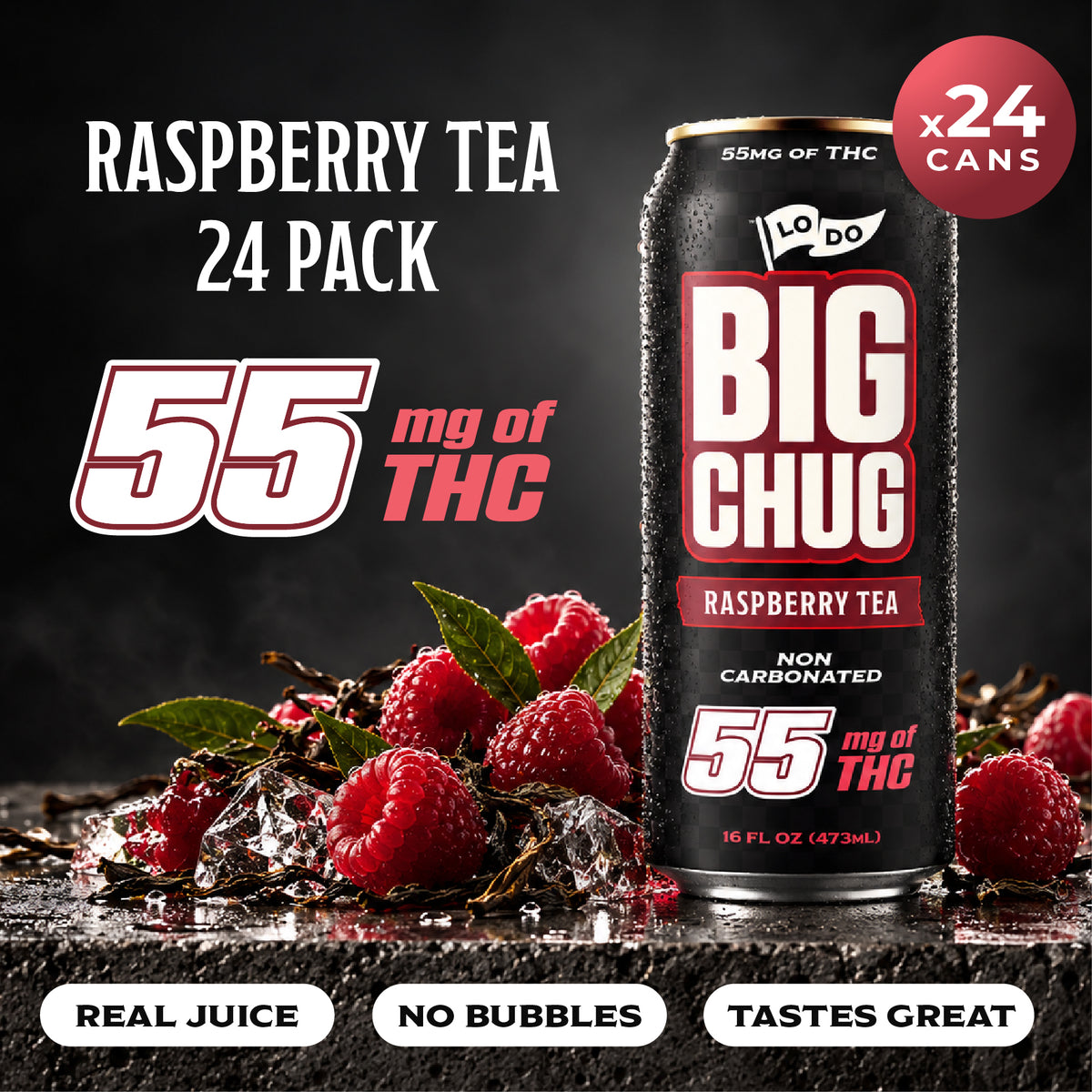 24pk Big Chug Raspberry Tea 55mg