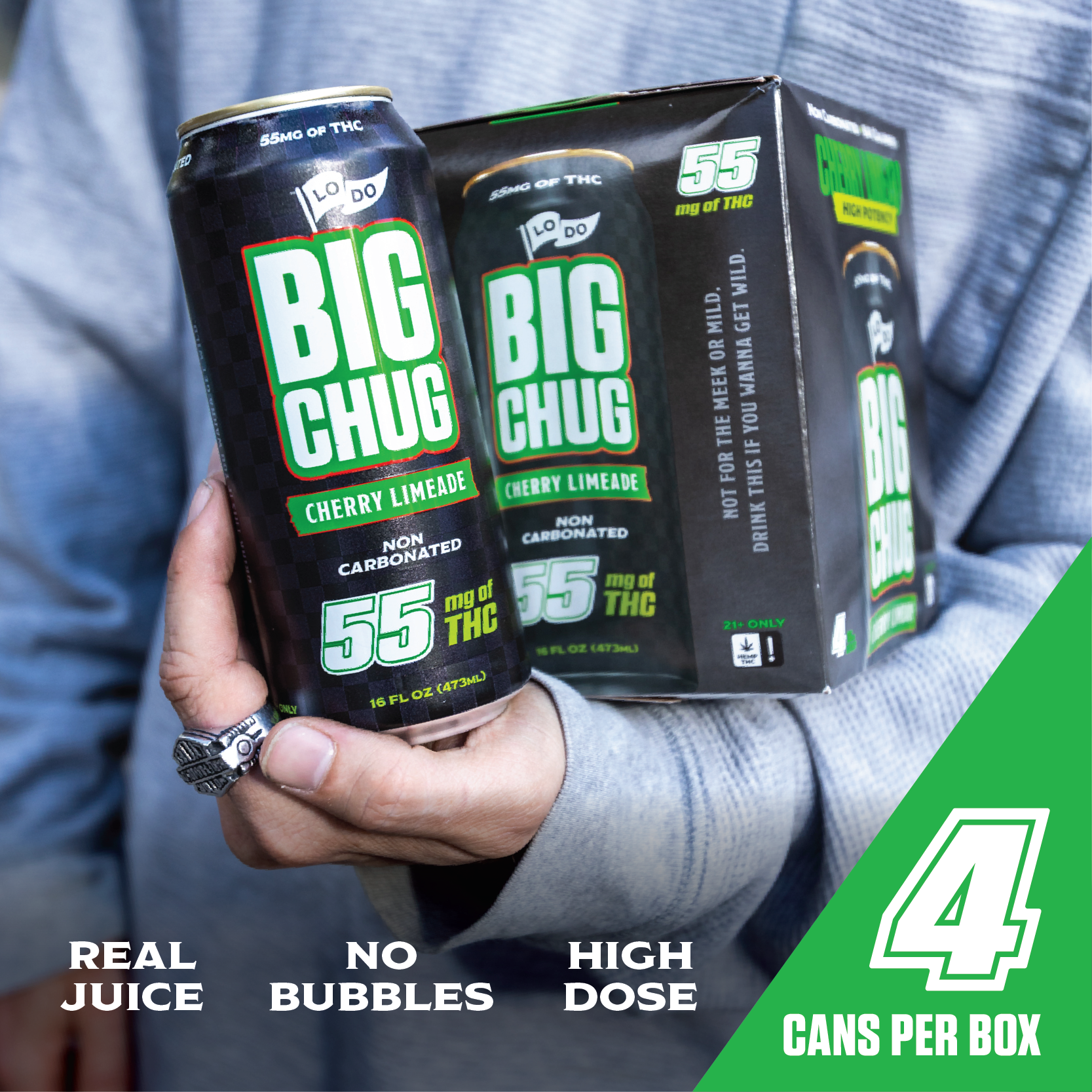 LoDo High Dose THC Bundle Raspberry Tea can detail, hemp-derived Delta-9 THC beverage