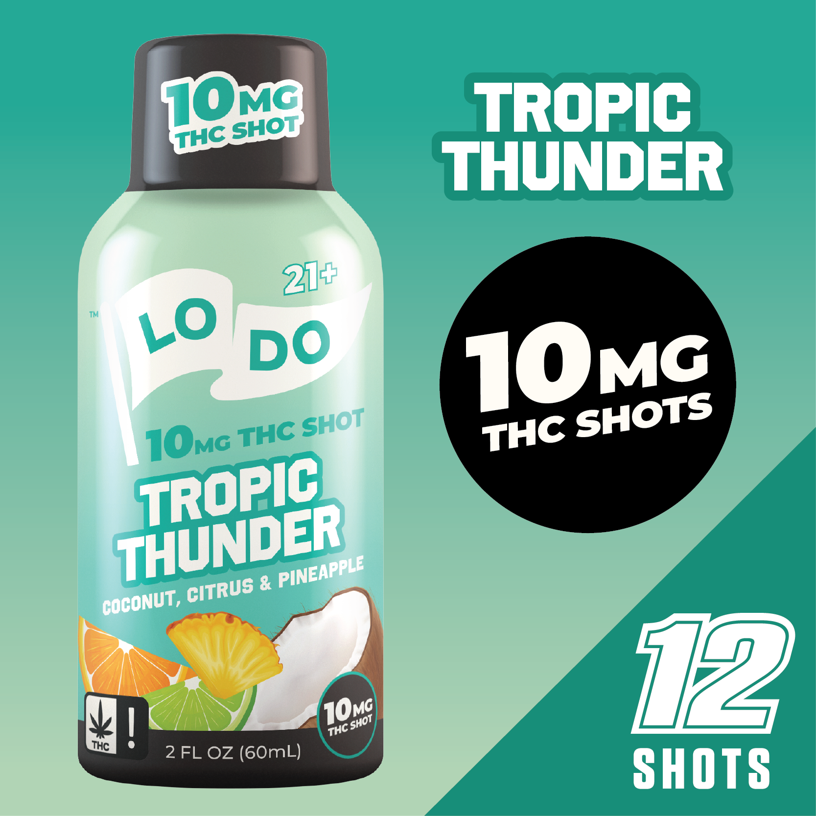 LoDo THC Shots flavor lineup, hemp-derived Delta-9 THC shot bottles