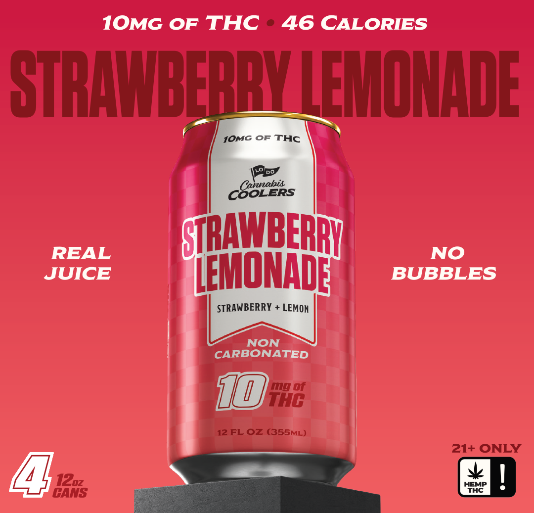 LoDo Cannabis Cooler 4-pack, Strawberry Lemonade 10mg hemp-derived Delta-9 THC cans